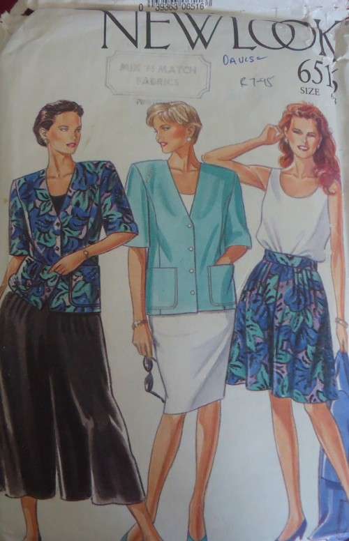 NEW LOOK PATTERNS 6516 -CULOTTES-TOP-JACKET SEVEN SIZES IN ONE 6 -18 COMPLETE-CUT TO 10