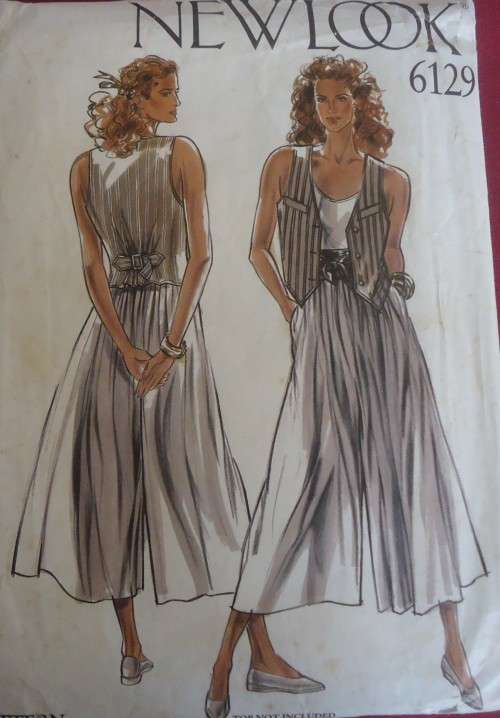 NEW LOOK PATTERNS 6129 CULOTTES & WAISTCOAT SIZES 8 - 18 COMPLETE