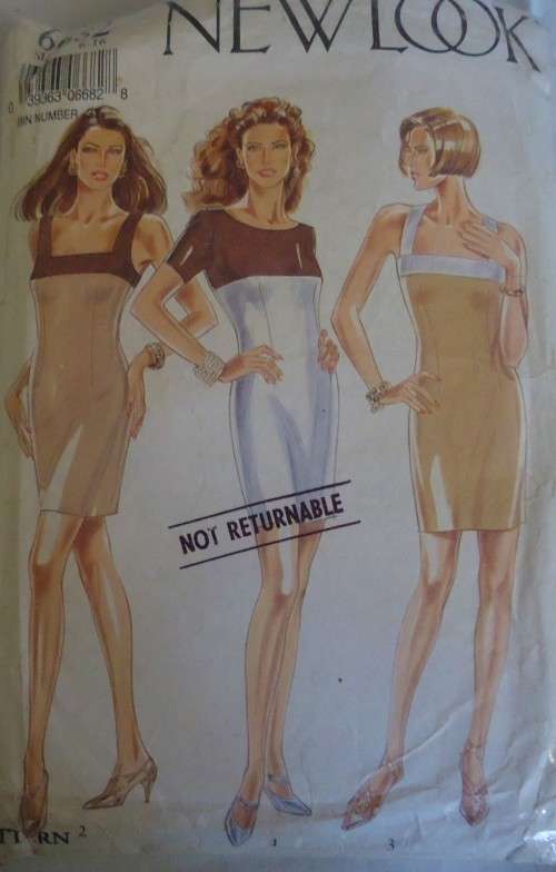 NEW LOOK PATTERNS 6682 FITTED DRESS WITH CONTRAST   SIZES 6 - 16 COMPLETE