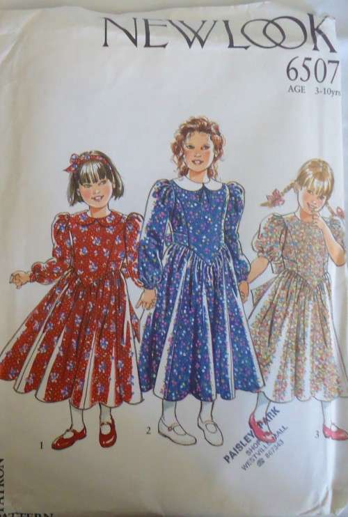 NEW LOOK PATTERNS 6507 GIRLS DRESS WITH FLARED SKIRT SIZES 3 - 10 YEARS COMPLETE & UNCUT