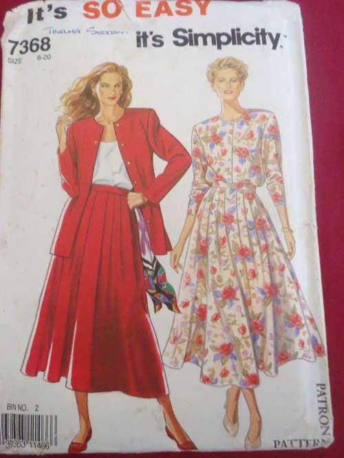SIMPLICITY PATTERN 7368 JACKET & SKIRT SIZE 8 - 20 COMPLETE