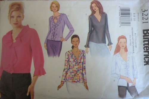 BUTTERICK PATTERN 3221  LOOSE FITTING BLOUSES SIZE 6-8-10 COMPLETE