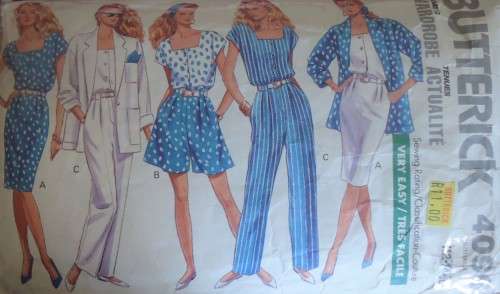 BUTTERICK PATTERN 4096 JACKET-TOP-SKIRT-SHORTS-PANTS SIZE 12-14-16 COMPLETE