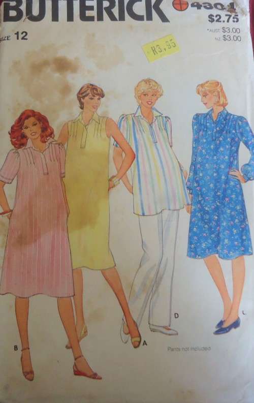 BUTTERICK PATTERN 4304 MATERNITY DRESS & TUNIC SIZE 12 COMPLETE