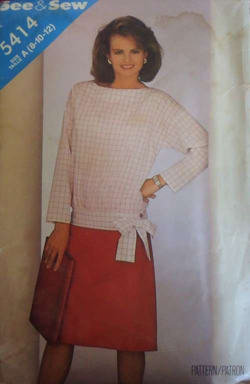 BUTTERICK  PATTERN 5414 TOP & SKIRT SIZE A  8 + 10 + 12 COMPLETE-UNCUT-F/FOLDED