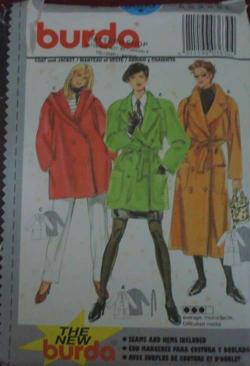 BURDA PATTERNS 3639 WINTER COAT SIZES 8 + 10 + 12 + 14 + 16 + 18  COMPLETE