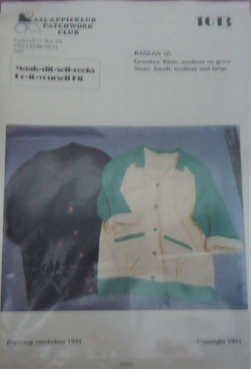 DO IT YOURSELF KIT - RAGLAN SLEEVE JACKET- SMALL - MEDIUM - LARGE  # 1013 PATCHWORK CLUB