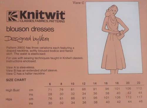 KNITWIT PATTERN 3900 LADIES BLOUSON DRESSES SIZES 6 - 22   COMPLETE