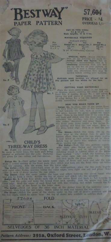 VINTAGE BESTWAY PAPER PATTERNS 57,604 CHILDREN'S 3 WAY DRESS SIZE 2 - 6 YEARS   COMPLETE