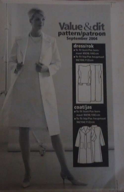 VALUE & DIT PATTERNS  SEPTEMBER 2004 - "LADIES DRESS & LONG COAT" SIZES BUST 90 - 106 CM