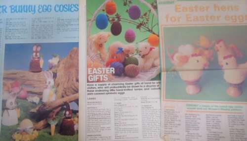 3 PATTERNS - EASTER GIFTS - LAMBS+- EASTER BUNNY EGG COSIES + CROCHET EASTER HENS FOR EASTER EGGS