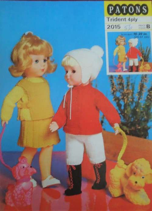 PATONS #2015 DOLLY MIXTURE - OUTDOOR OUTFIT & INDOOR SET  TO FIT DOLL 10` + 16` + 20`