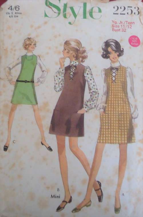 VINTAGE STYLE PATTERNS 2253 BLOUSE & PINAFORE TEEN SIZE 11/12 BUST 32" COMPLETE