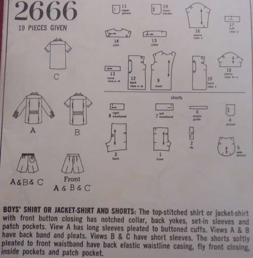 STYLE PATTERNS 2666 BOY'S SHIRT OR JACKET & SHORTS SIZE BOYS 6 YEARS - COMPLETE