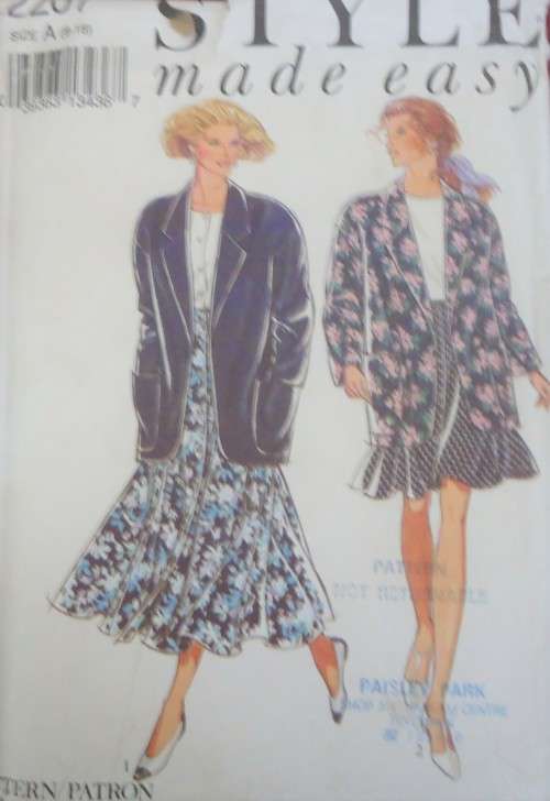 STYLE PATTERNS 2207 CO-ORDINATES - JACKET & SKIRT SIZE A  8 - 18 COMPLETE