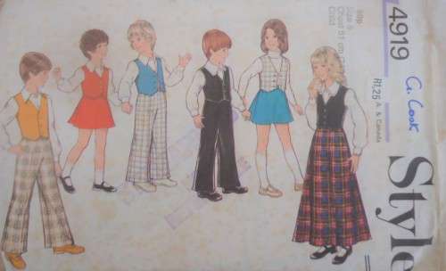 STYLE PATTERNS 4919 CHILD SKIRT-SHIRT, WAISTCOAT & PANTS SIZE 3 CHEST 56 CM OR 22" COMPLETE