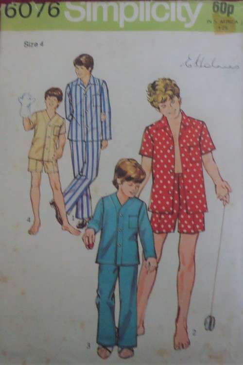SIMPLICITY PATTERN 6076 BOY'S PJS SIZE 4 YEARS SEE LISTING