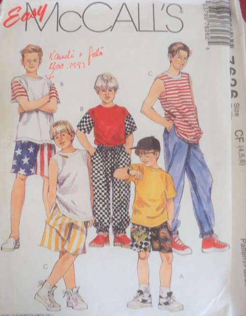 McCALL'S PATTERNS 7626 KIDS T-SHIRT,PULL ON PANTS & SHORTS  CF = 4 + 5 +6 YEARS  COMPLETE