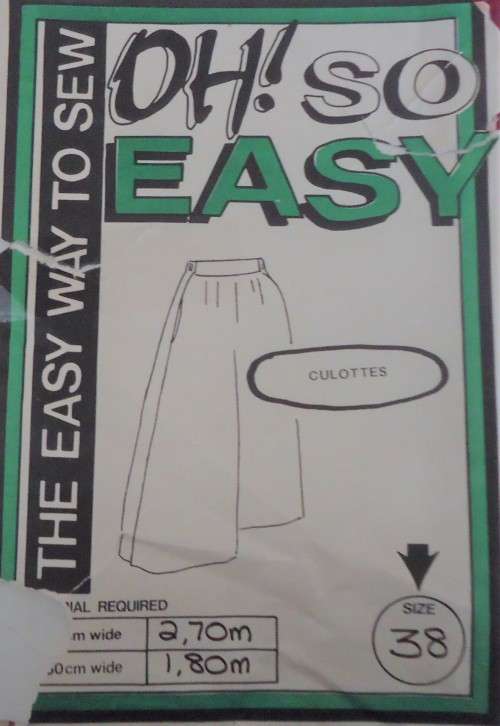 OH SO EASY  PATTERN 36  CULOTTES` SIZE 36`