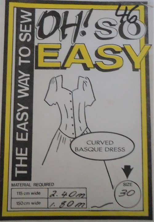 OH SO EASY  PATTERN 46 CURVED BASQUE DRESS  SIZE 30`- COMPLETE & UNCUT