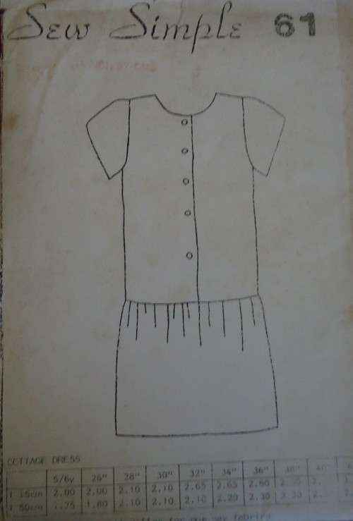 SEW SIMPLE PATTERNS #61 COTTAGE DRESS SIZE 38` OR 92 CM COMPLETE
