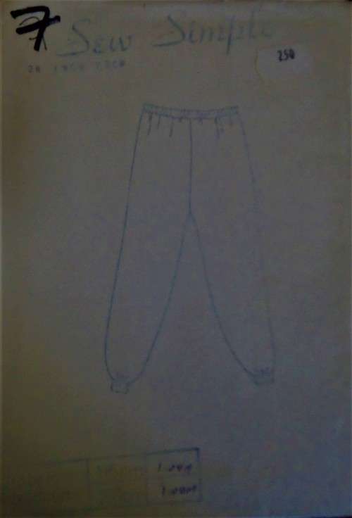 SEW SIMPLE PATTERNS # 7  TRACKSUIT PANTS  SIZE 28` OR 72 CM