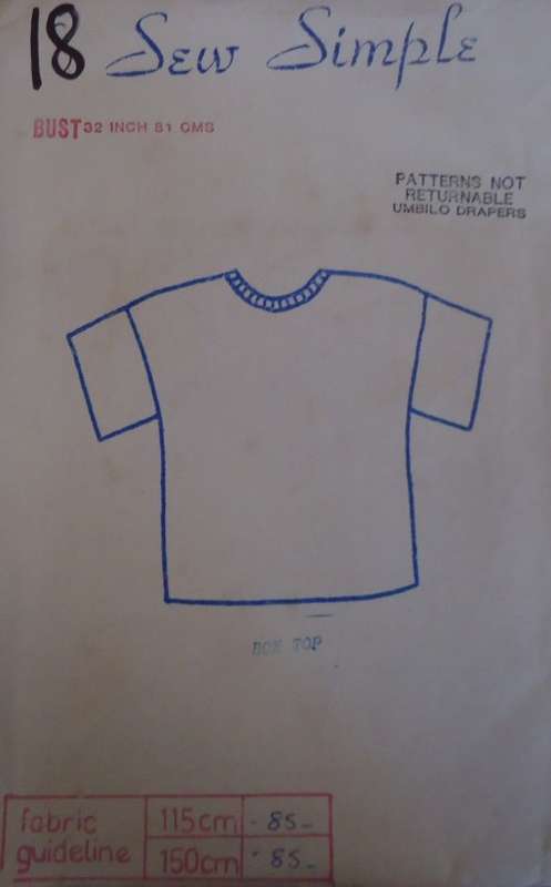 SEW SIMPLE PATTERNS #18 BOX TOP  SIZE 38` OR 97 CM