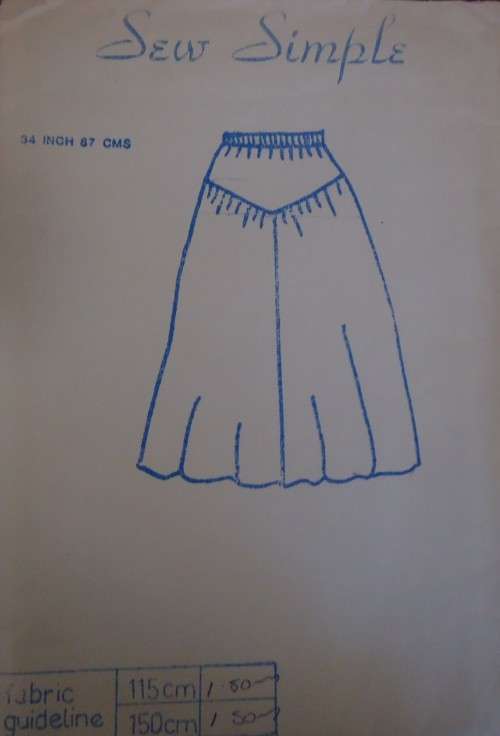 SEW SIMPLE PATTERNS  #31 V BASQUE SKIRT SIZE 34` OR 87 CM COMPLETE
