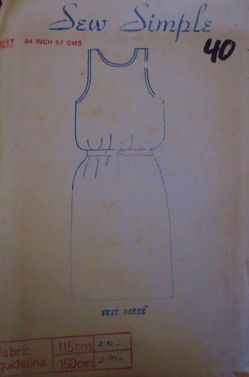 SEW SIMPLE PATTERNS #40  VEST DRESS SIZE 34" or  87 cm COMPLETE