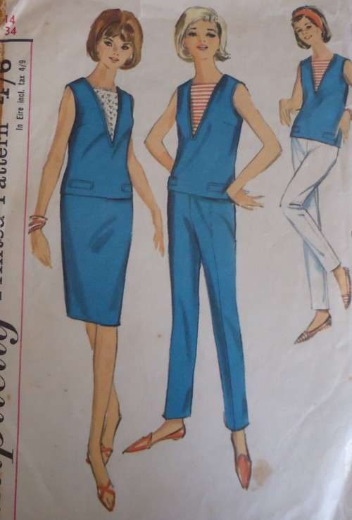 VINTAGE SIMPLICITY 5896 TOP, SKIRT & SLACKS SIZE 14 BUST 34` COMPLETE