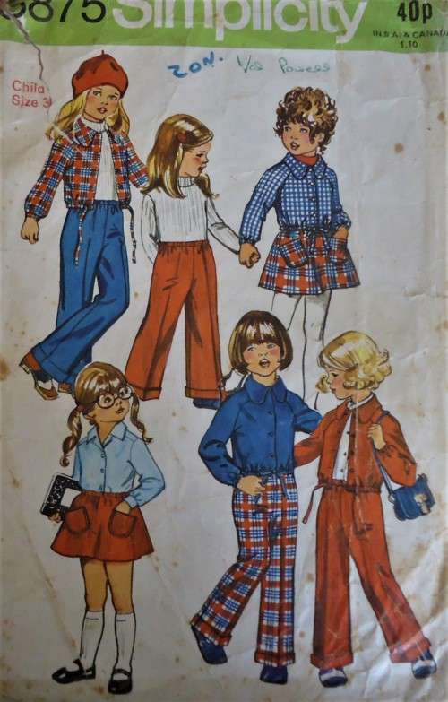 SIMPLICITY PATTERN 5875 KIDS SHIRT-SKIRT-PANTS SIZE 3 YEARS COMPLETE