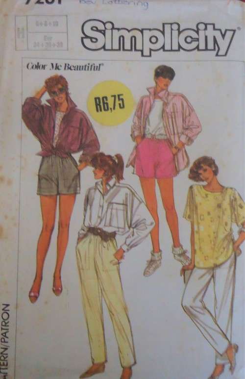 SIMPLICITY PATTERNS 7281 SHIRT-TOP-PULL ON PANTS SIZE H  6 + 8 + 10  COMPLETE