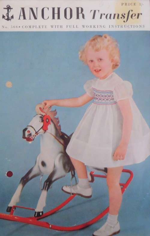 ANCHOR TRANSFER #566 -A SMOCKED DRESS FOR A CHILD - COMPLETE WITH FULL WORKING INSTRUCTIONS