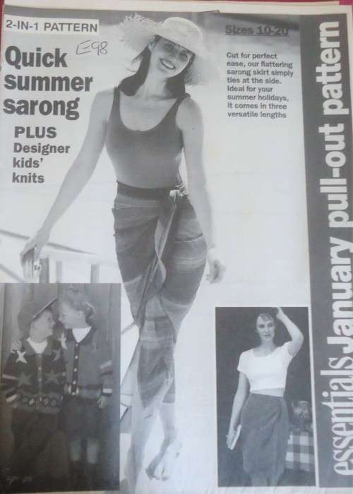 ESSENTIAL  PATTERNS E98 "QUICK SUMMER SARONG" SIZES 10 - 20
