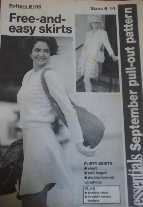 ESSENTIAL PATTERNS E106 "FREE & EASY SKIRTS SIZES 6 -14
