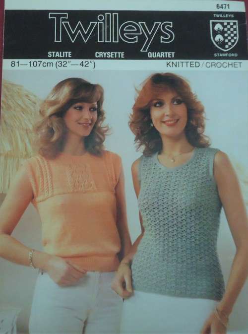 TWILLEYS  #6471  CROCHET & KNITTED SUMMER TOP - SIZES 81 - 107 CM