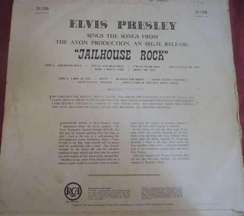 ELVIS PRESLEY - JAILHOUSE ROCK - 1957 RCA VINYL LP - 31,126