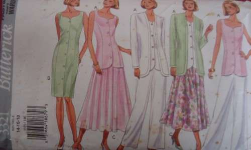 BUTTERICK  PATTERN 3321 JACKET-DRESS-TOP-SKIRT-PANTS SIZES 14-16-18 COMPLETE