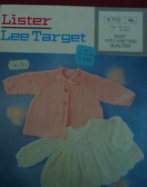 LISTER LEE TARGET # K 703  BABY`S MATINEE COATS TO FIT  46 - 51 CM OR 18 - 20`