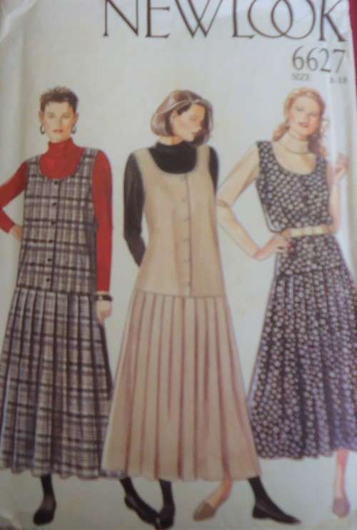 NEW LOOK PATTERNS 6627 PINAFORE DRESS SIZES 8 - 18 COMPLETE