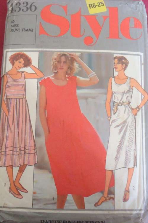 STYLE PATTERNS 4336 PULLOVER LOOSE FITTING DRESS SIZE 10 COMPLETE & UNCUT