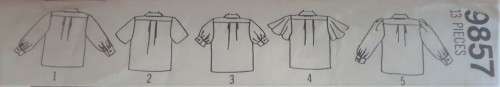 SIMPLICITY PATTERNS 9857 SET OF BLOUSES WITH SLEEVE VARIATIONS SIZE N5=10 - 18 COMPLETE