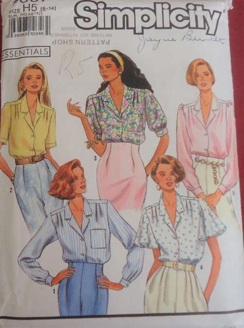 SIMPLICITY PATTERNS 9857 SET OF BLOUSES WITH SLEEVE VARIATIONS SIZE H5=6 14 SEE LISTING