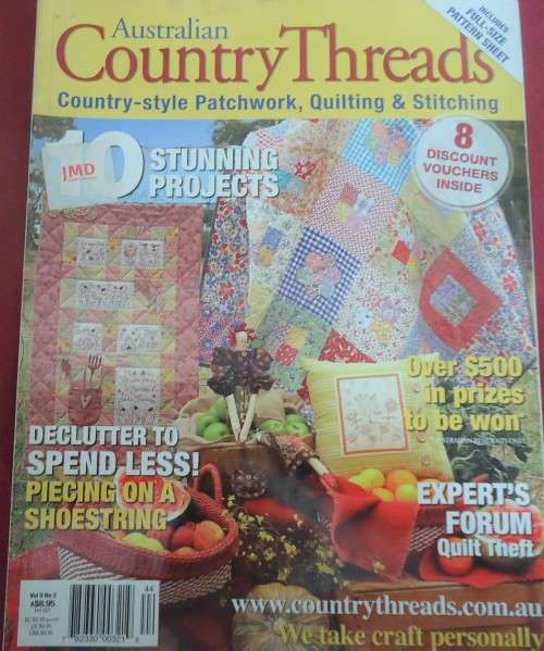 COUNTRY THREADS MAGAZINE - AUS VOLUME 9 NO 2 -  116 A4 PAGES OF PATTERNS WITH PULLOUT SECTION