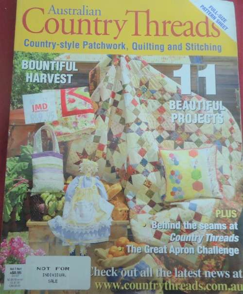 COUNTRY THREADS MAGAZINE - AUS VOLUME 7 NO 1 -  148 A4 PAGES OF PATTERNS WITH PULLOUT SECTION