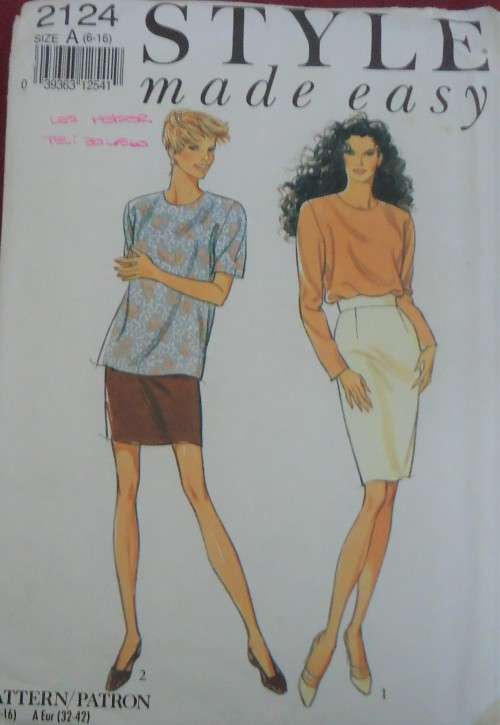STYLE PATTERNS 2124 TOPS & SKIRTS SIZE A = 6 - 16 COMPLETE