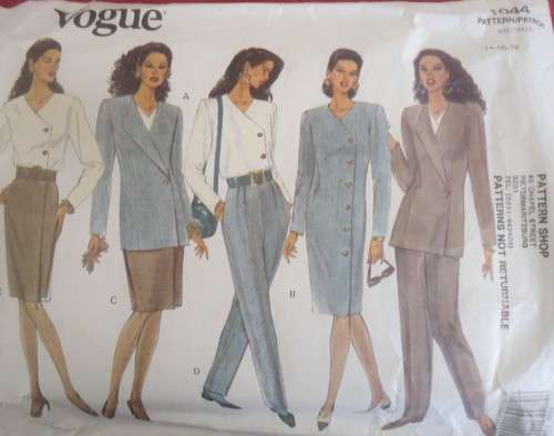 VOGUE PATTERN  1044 JACKET-DRESS-TOP-SKIRT-PANTS SIZE 14-16-18 COMPLETE