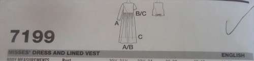 SIMPLICITY PATTERN 7199 DRESS & LINED WAISTCOAT SIZE AA=XS-S-M (6 - 14) COMPLETE