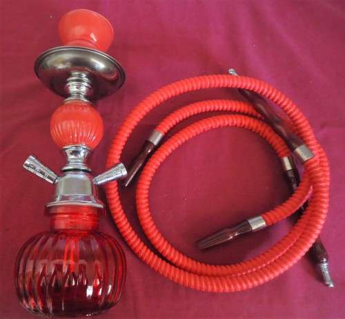 VINTAGE STYLE 31 CM RED COLOUR HUBBLY BUBBLY WITH 2 PIPES