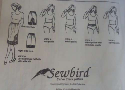 SEWBIRD PATTERN A801 LINGERIE SIZES 6 - 20 - COMPLETE